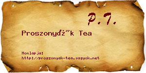 Proszonyák Tea névjegykártya